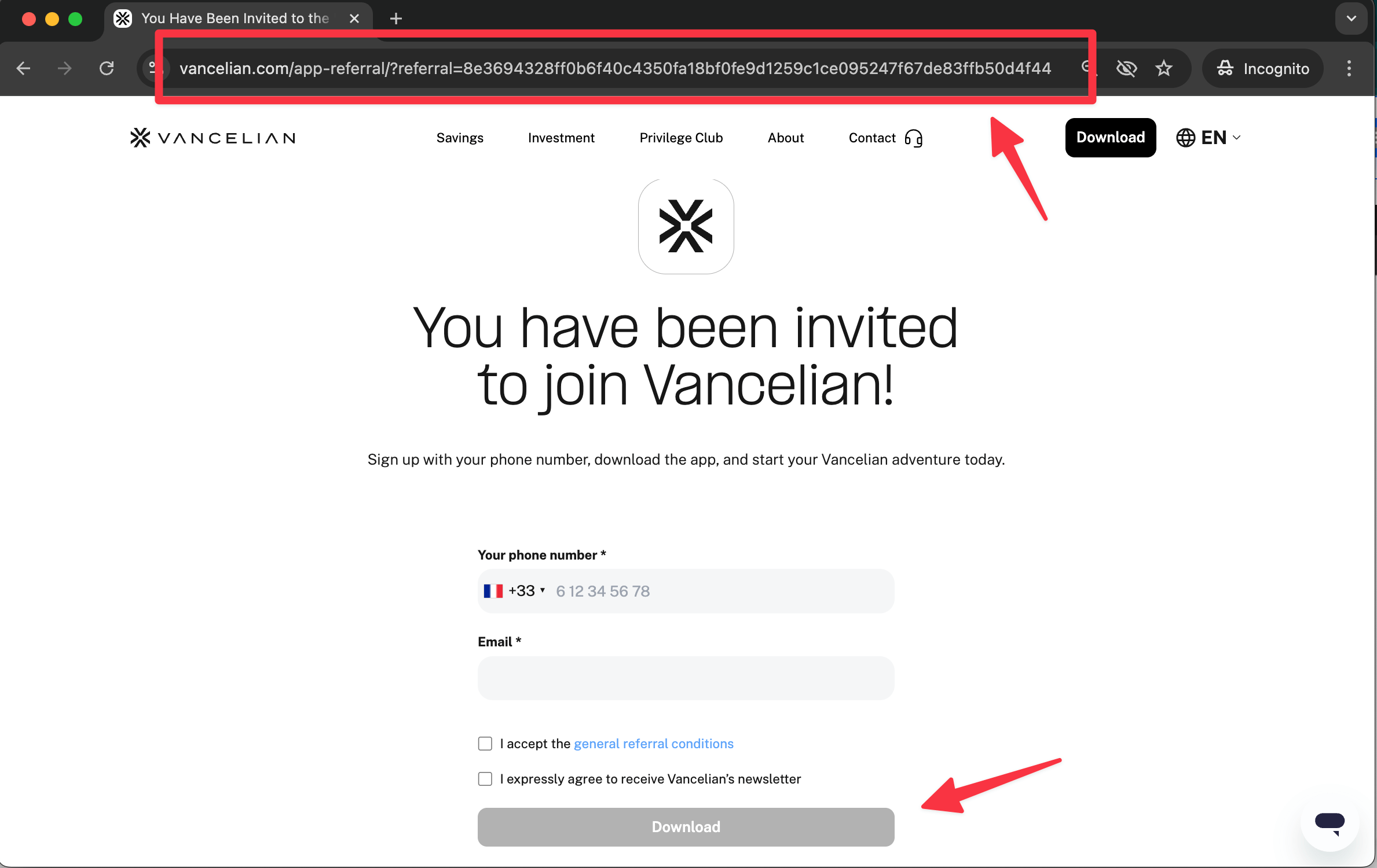 Vancelian referral code